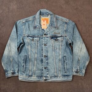 Levis Relaxed‎ Fit Denim Trucker Jacket Mens Medium Light Wash Blue Jean